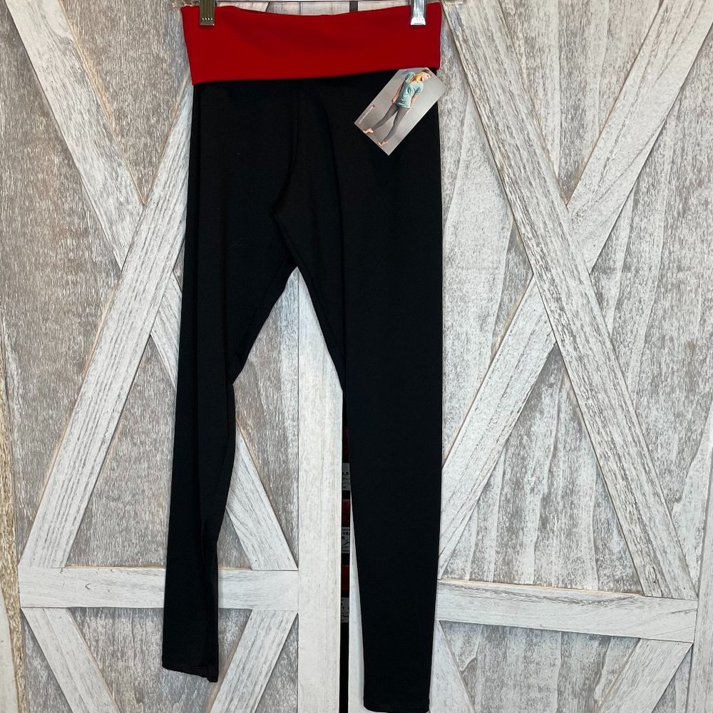 Youth Black and Red Spandex Dance Leggings